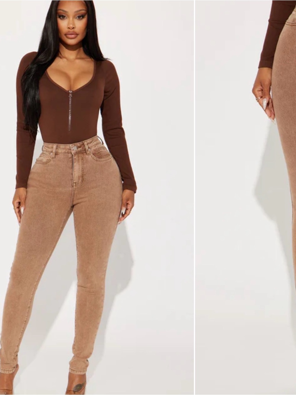 Fashion Nova Women's Skinny Jeans in Brown/Tan